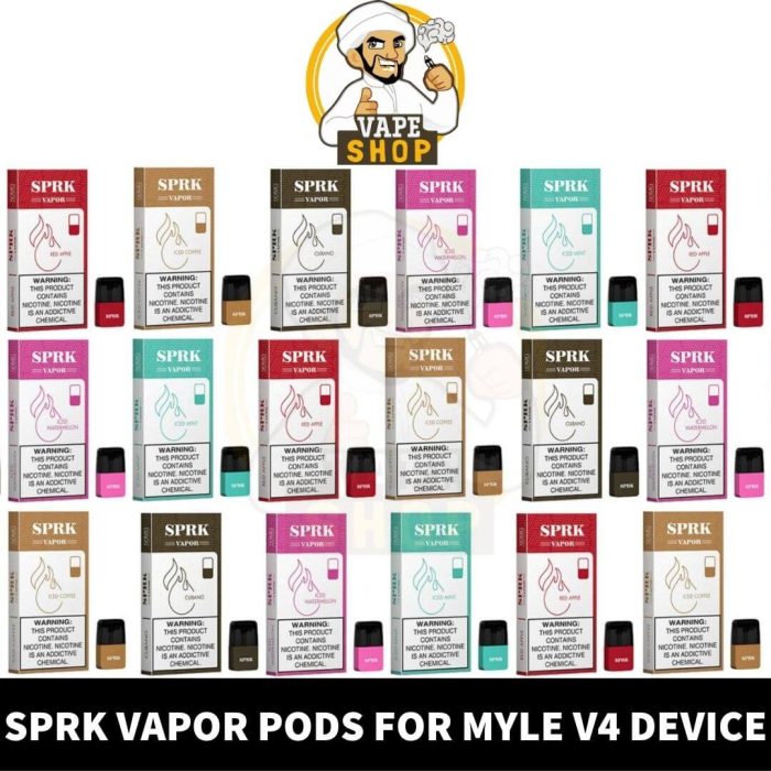 best Buy SPRK VAPOR Pods For Myle V4 Device in Dubai, UAE - SPRK VAPOR Replacement Vape Pod - SPRK VAPOR Pods Compatible Myle