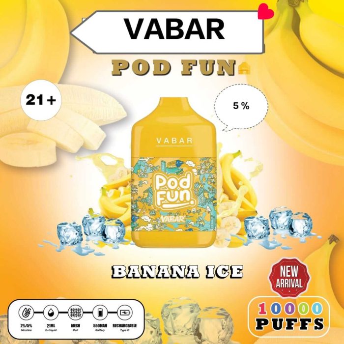 BANANA ICE Buy VABAR Pod Fun Disposable 10000Puffs Rechargeable vape in UAE- VABER 10000Puffs- VABER Pod Fun 10000- Vape Shop Near me Dubai