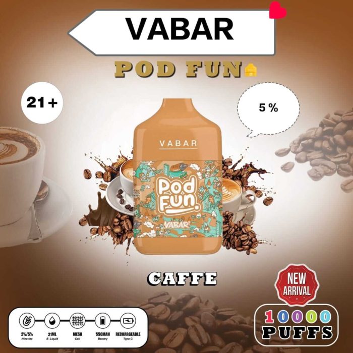 CAFFE Buy VABAR Pod Fun Disposable 10000Puffs Rechargeable vape in UAE- VABER 10000Puffs- VABER Pod Fun 10000- Vape Shop Near me Dubai