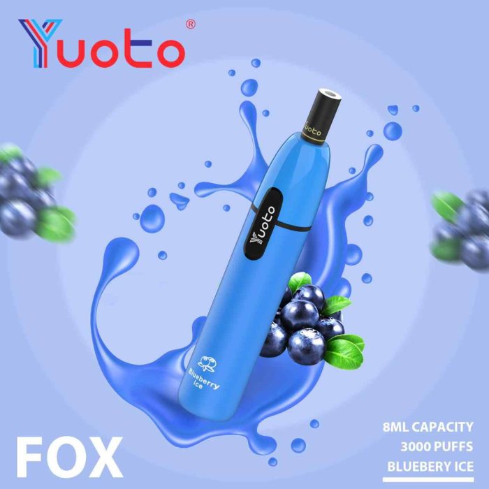 BLUEBERRY ICE Buy YUOTO Fox 3000 Puffs Rechargeable in UAE - YUOTO Fox Disposable 50mg Rechargeable Vape in Dubai - YUOTO 3000 Puffs vape Near Me