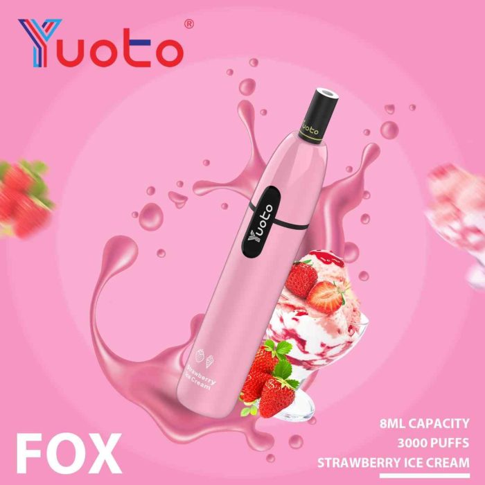 strawberry ICE CREAM Buy YUOTO Fox 3000 Puffs Rechargeable in UAE - YUOTO Fox Disposable 50mg Rechargeable Vape in Dubai - YUOTO 3000 Puffs vape Near Me