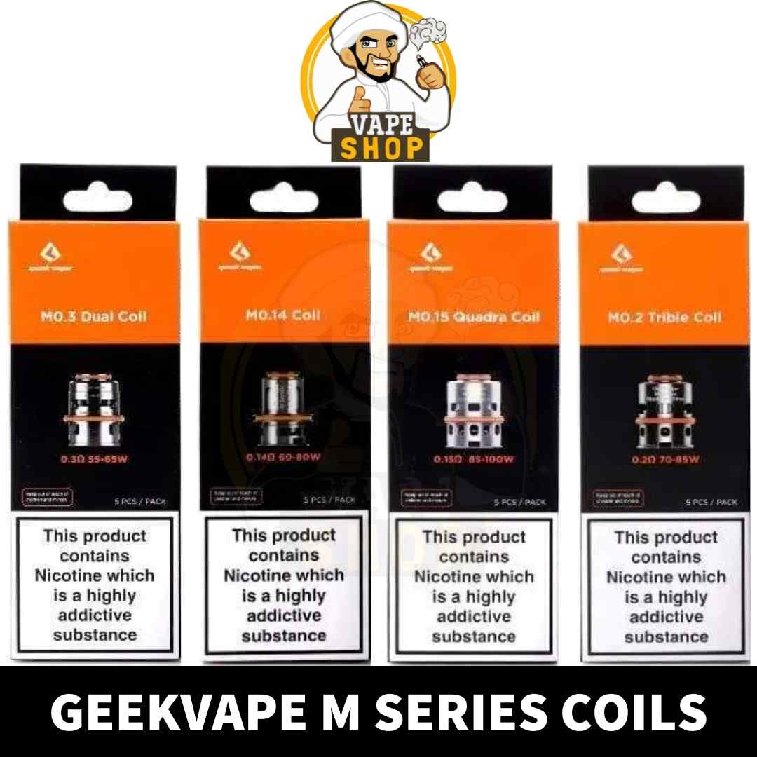 Buy GEEKVAPE M Series Coils in Dubai, UAE ● 0.2ohm Trible Coil ● 0.3ohm Dual Coil ●0.14ohm Single Coil ●1.5ohm Quadra Coils Dubai near me