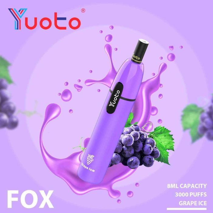 GRAPE ICE Buy YUOTO Fox 3000 Puffs Rechargeable in UAE - YUOTO Fox Disposable 50mg Rechargeable Vape in Dubai - YUOTO 3000 Puffs vape Near Me