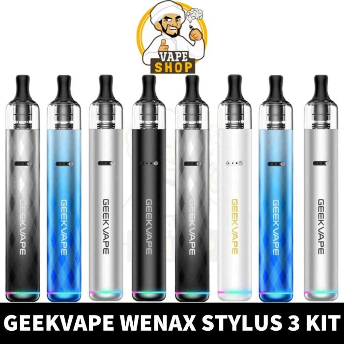 Buy GEEKVAPE Wenax S3 Kit 18W 1100mAh Pod System in UAE - Wenax Stylus 3 Kit Available Colos_ Silver, Blue, Dark, Black, White Near Me