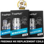 Elevate your vaping experience with Freemax MX Replacement Coils MX1 (50-80W), MX2 (60-90W), MX3 (80-110W), and MX1 SS316L (0.12ohm)