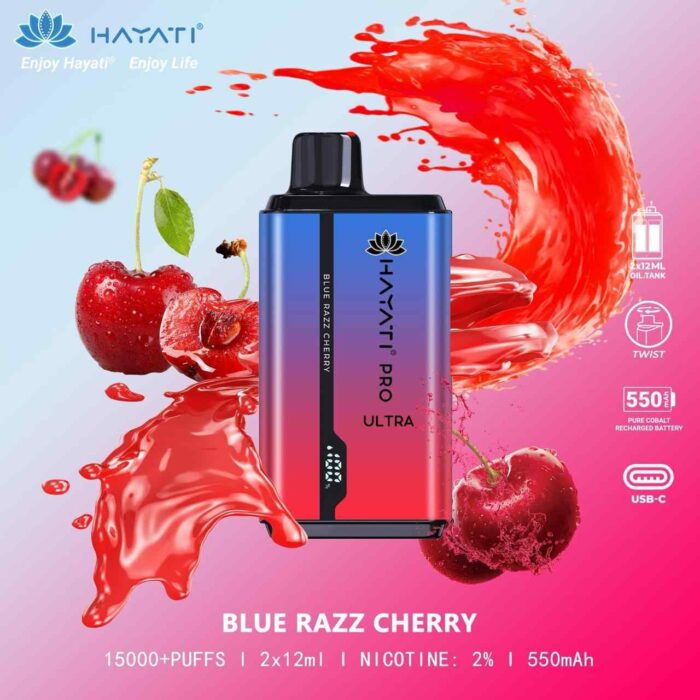 BLUE RAZZ CHERRY hayati pro ultra 15000 puffs price in dubai