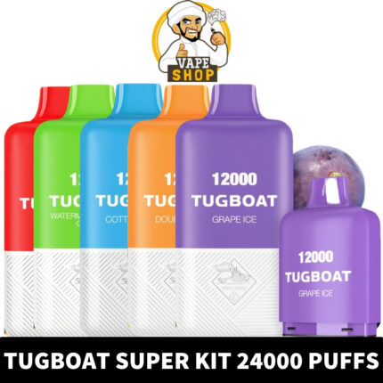 TUGBOAT SUPER 12000 + 12000 Puffs 50MG Disposable Vape in UAE. TUGBOAT Super Kit 24000 Puffs Disposable Vape in Dubai. Vape Shop