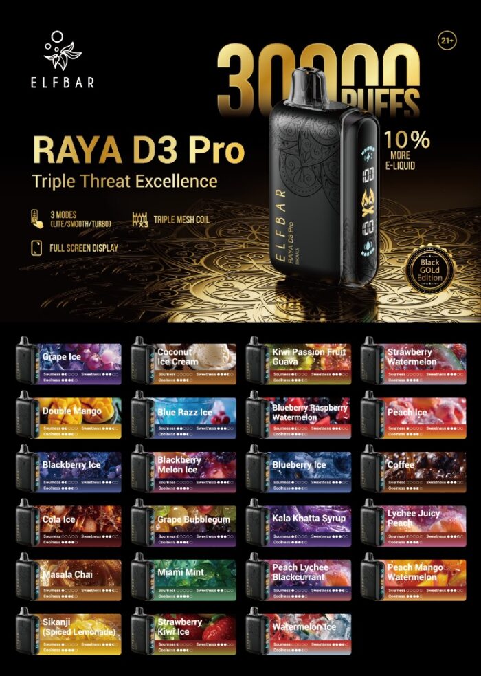 ELFBAR RAYA D3 PRO 30000 PUFFS 50MG NICOTINE