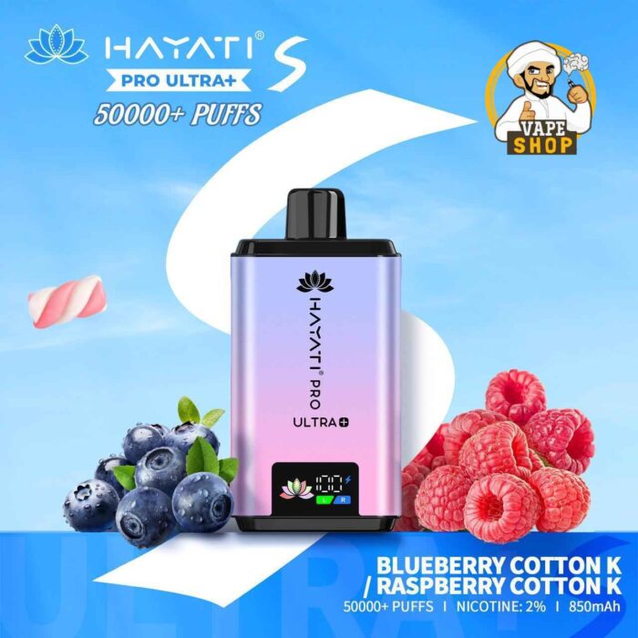Hayati Pro Ultra Plus 50000 Puffs 20MG Nicotine Blueberry Cotton K