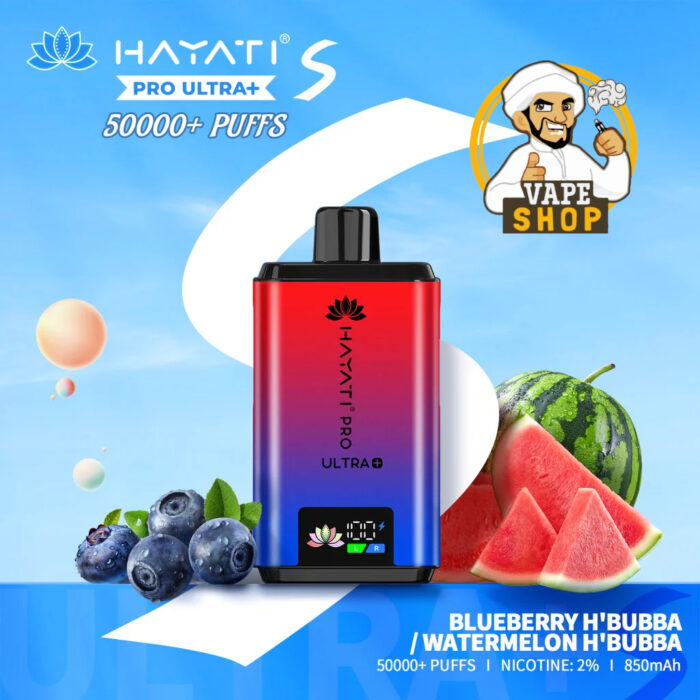 Hayati Pro Ultra Plus 50000 Puffs 20MG Nicotine Blueberry H Bubba Watermelon H Bubba