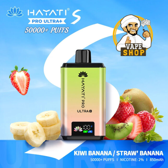 Hayati Pro Ultra Plus 50000 Puffs 20MG Nicotine Kiwi Banana Straw Banana