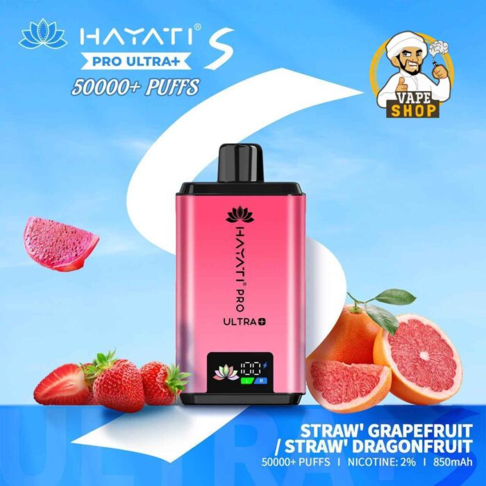 Hayati Pro Ultra Plus 50000 Puffs 20MG Nicotine Straw Grapefruit