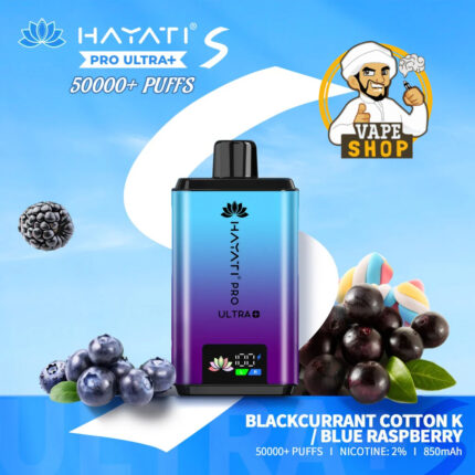 Hayati pro ultra plus 50000 puffs 20MG nicotine Blackcurrant Cotton K Blue Raspberry