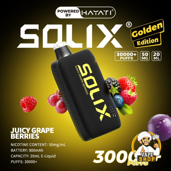 Hayati Solix 30000 Puffs 50MG Nicotine Disposable Vape Juicy Grape Berries