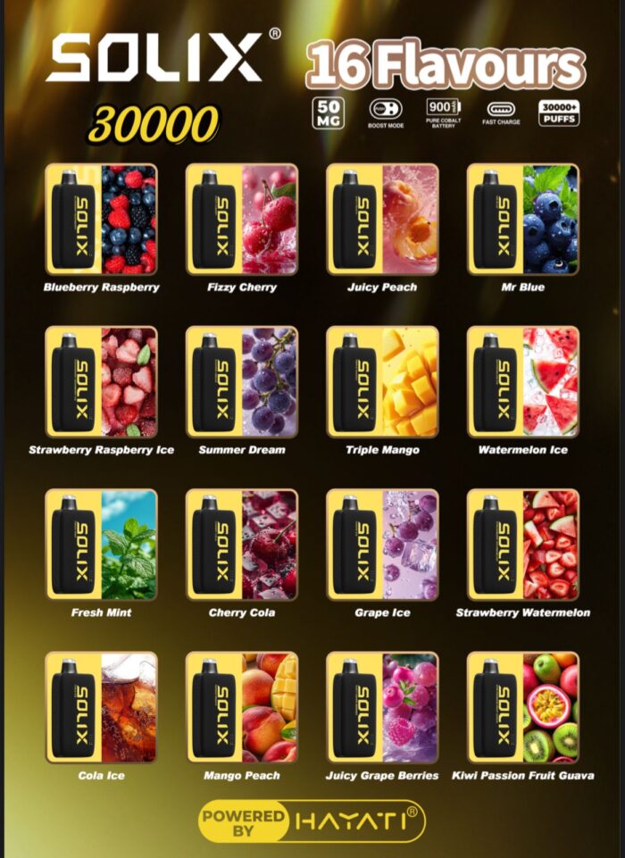 Hayati Solix 30000 Puffs 50MG Nicotine Disposable Vape Triple Mango All Flavors