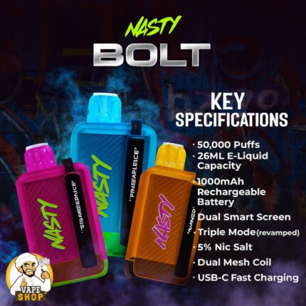 Nasty Bolt 50000 Puffs 50MG Nicotine