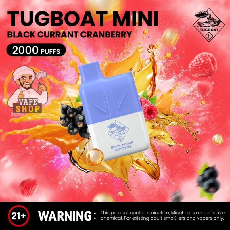 Tugboat Mini 2000 Puffs 2 Nicotine Disposable Vape in UAE Black Currant Cranberry