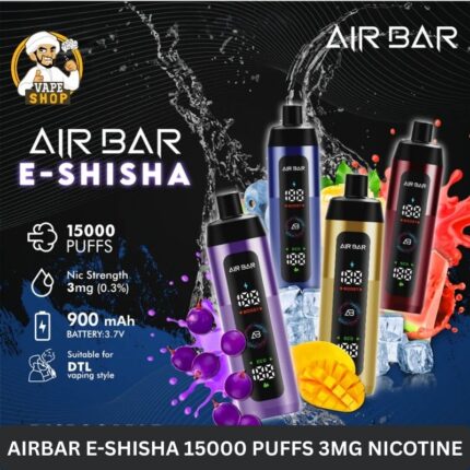 Airbar E-shisha 15000 puffs 3mg nicotine