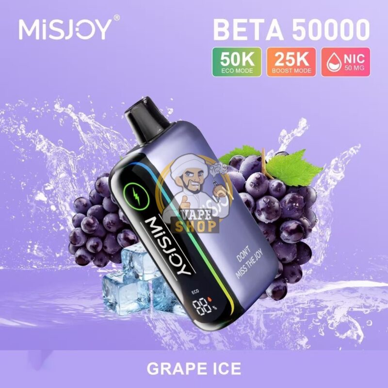 misjoy beta 50000 puffs disposable vape 50mg in the uae grape ice