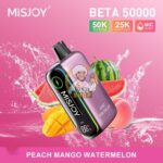 misjoy beta 50000 puffs disposable vape 50mg in the uae peach mango watermelon