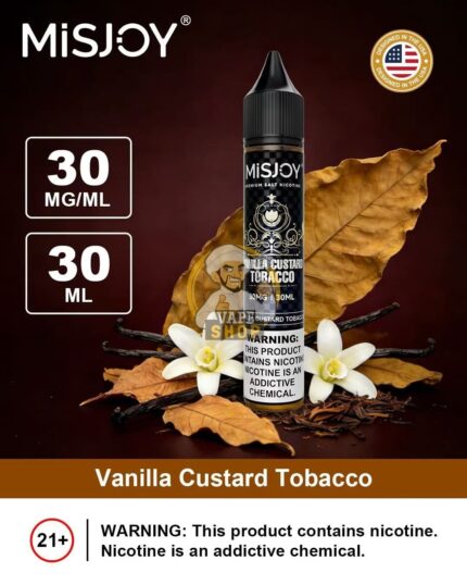 misjoy premium salt nicotine 30mg 30mg liquid usa brand vanilla custard tobacco