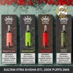 sultan xtra shisha dtl 100k puffs 2mg nicotine triple mesh vape