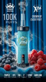 sultan xtra shisha dtl 100k puffs 2mg nicotine triple mesh vape blueberry raspberry