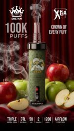 sultan xtra shisha dtl 100k puffs 2mg nicotine triple mesh vape double apple