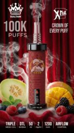 sultan xtra shisha dtl 100k puffs 2mg nicotine triple mesh vape lady killer