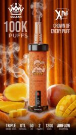 sultan xtra shisha dtl 100k puffs 2mg nicotine triple mesh vape mango