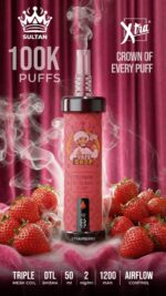 sultan xtra shisha dtl 100k puffs 2mg nicotine triple mesh vape strawberry