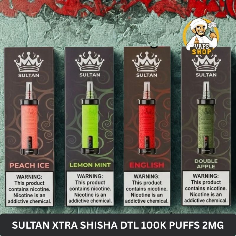 sultan xtra shisha dtl 100k puffs 2mg nicotine triple mesh vape